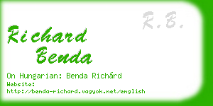 richard benda business card